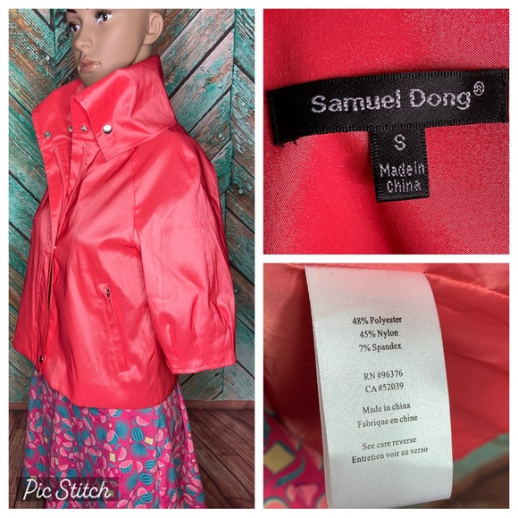 Samuel Dong Dupioni Water Resistant Cropped Coral Jacket - Picture 5 of 5